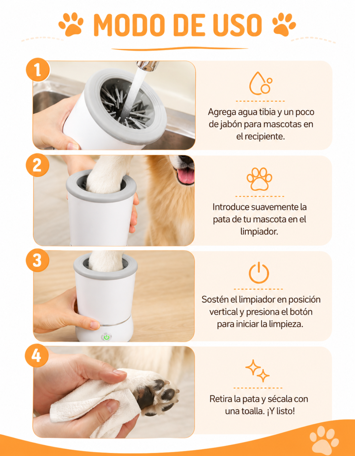 Limpiador de Patas AUTOMATICO Recargable USB
