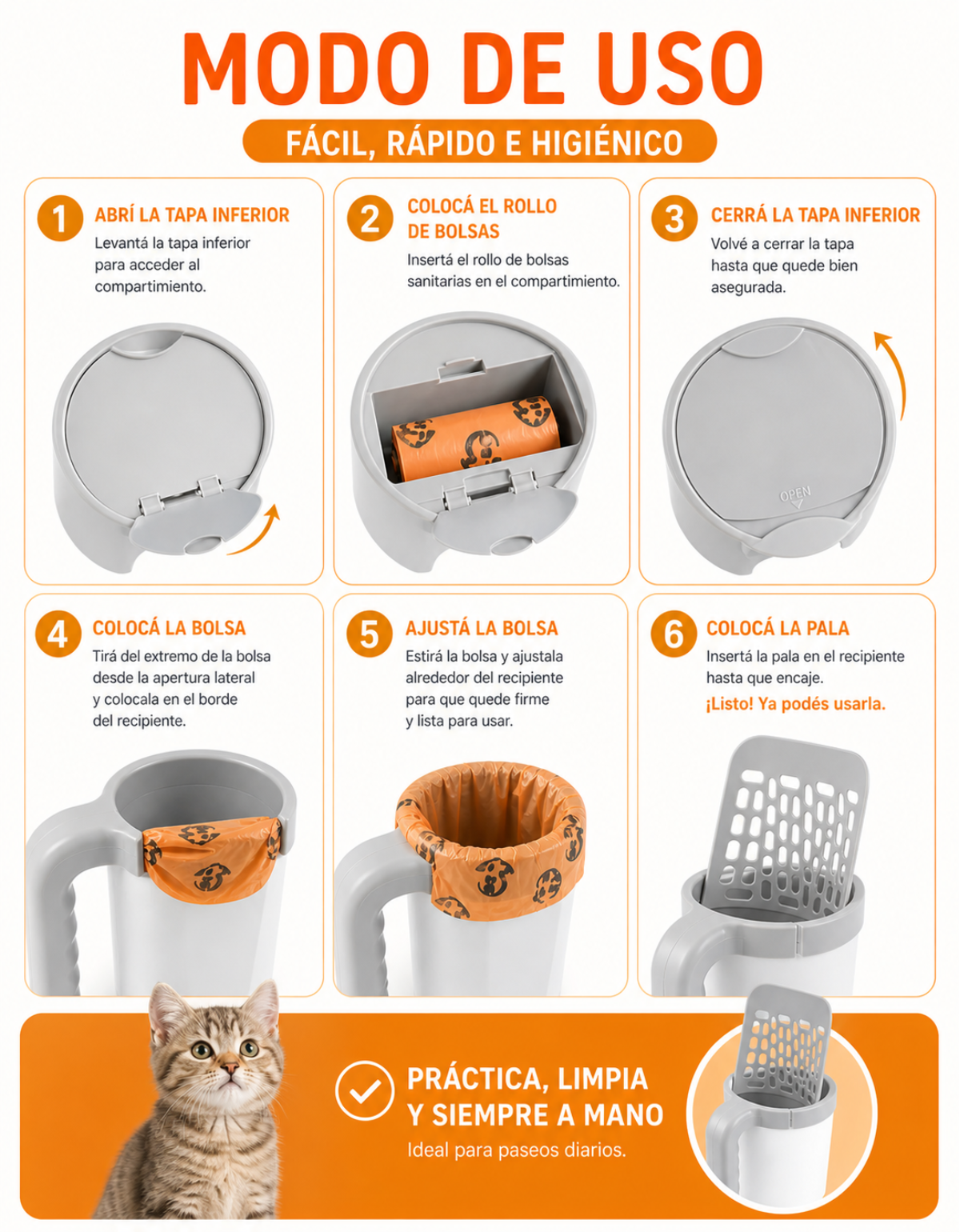 Pala recoge excremento ARENERO gato