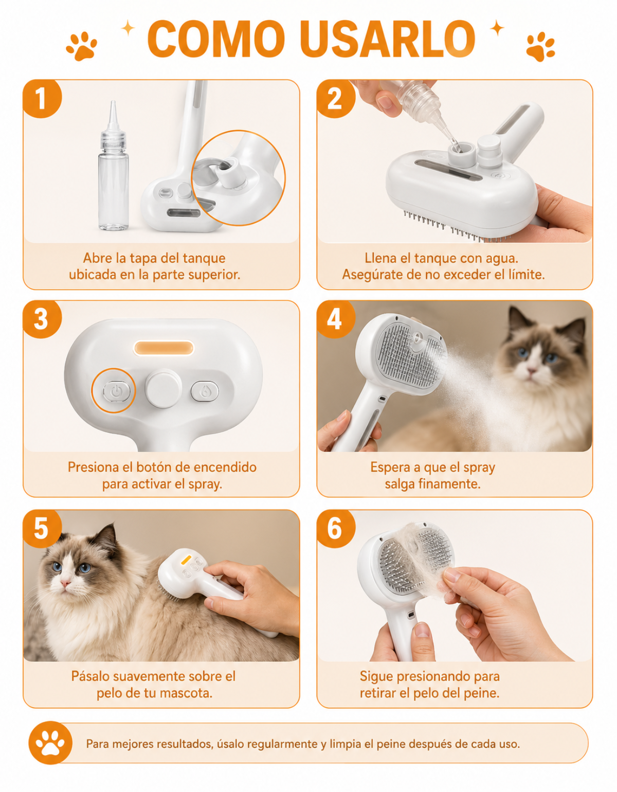 Cepillo PEINE recargable USB quita PELUSAS
