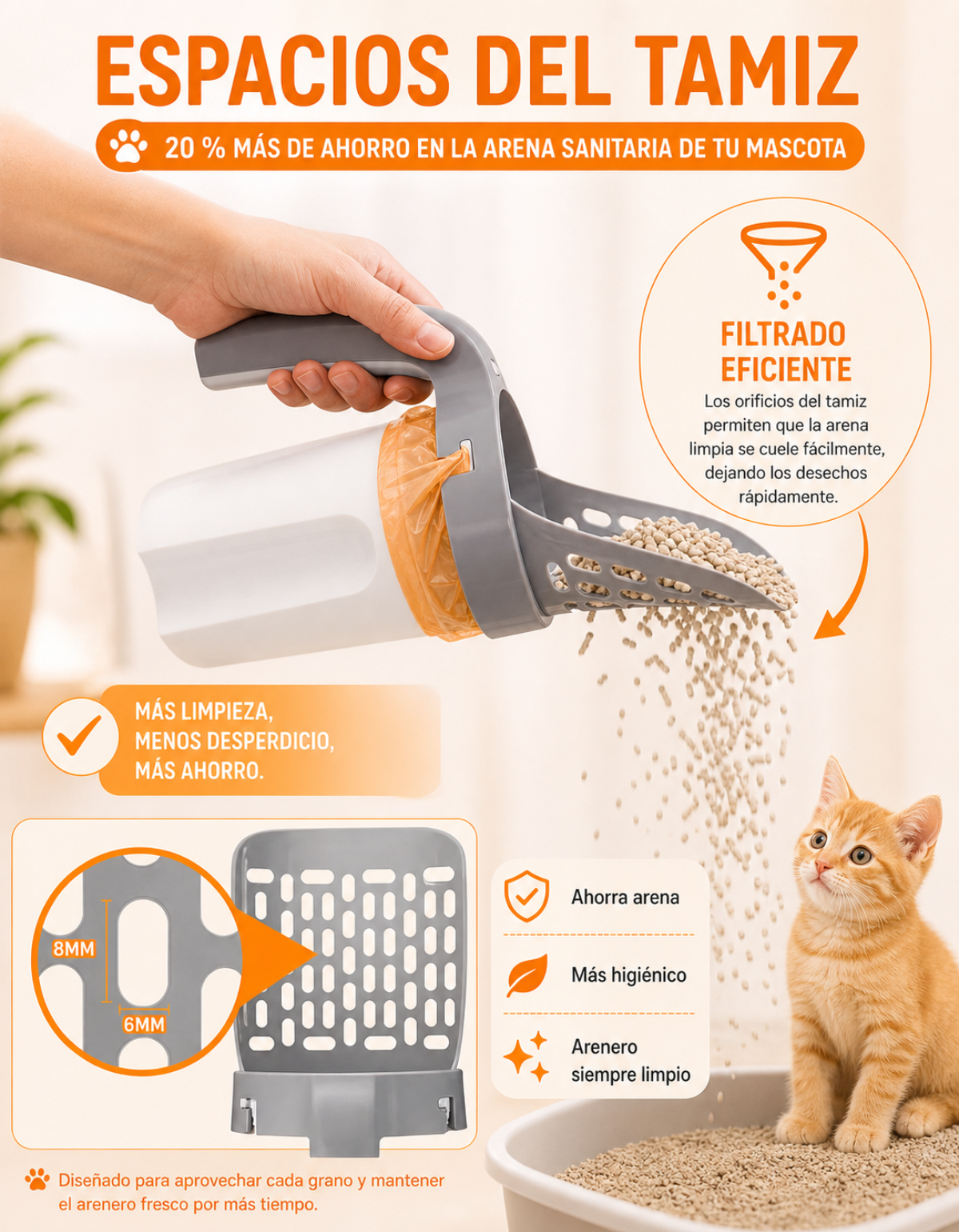 Pala recoge excremento ARENERO gato