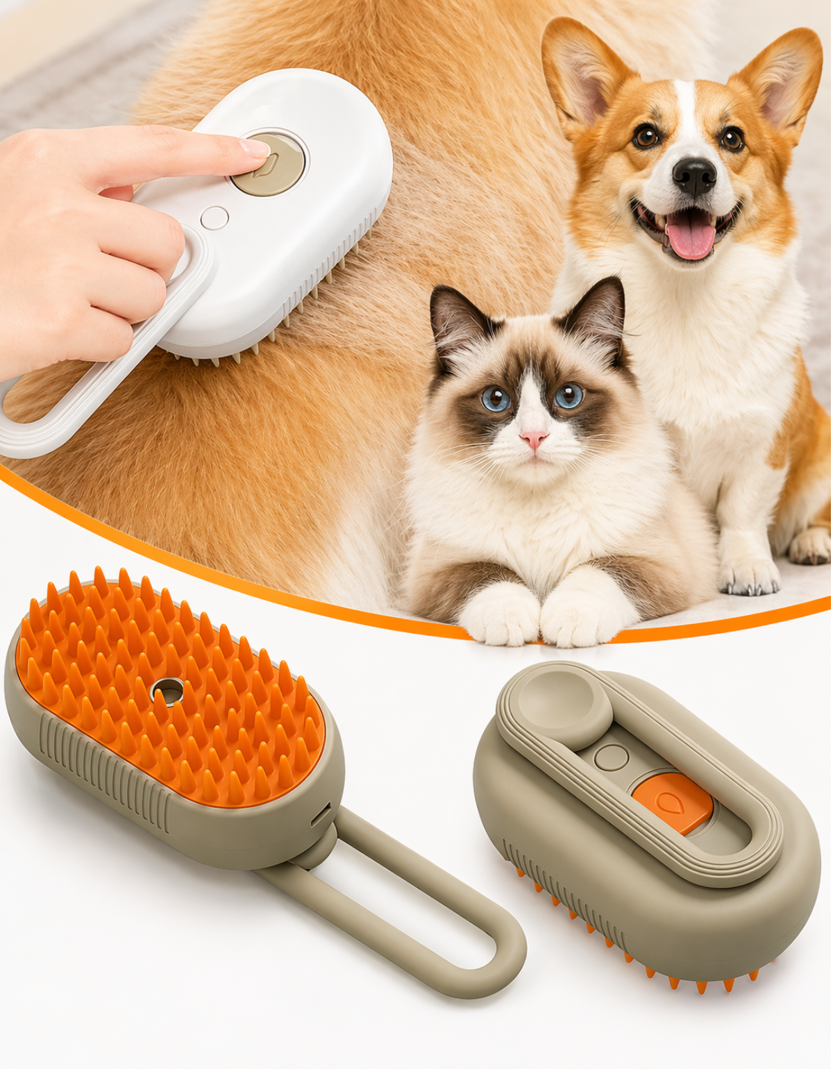 Cepillo a VAPOR Recargable USB para TUS MASCOTAS + GUANTE saca PELUSAS